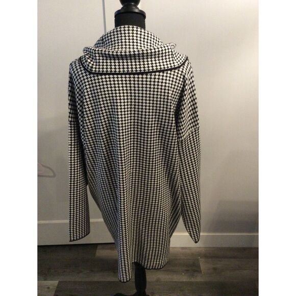 Calvin Klein Houndstooth Tunic Sweater Cowl Neck Size XL Black white - Picture 4 of 5